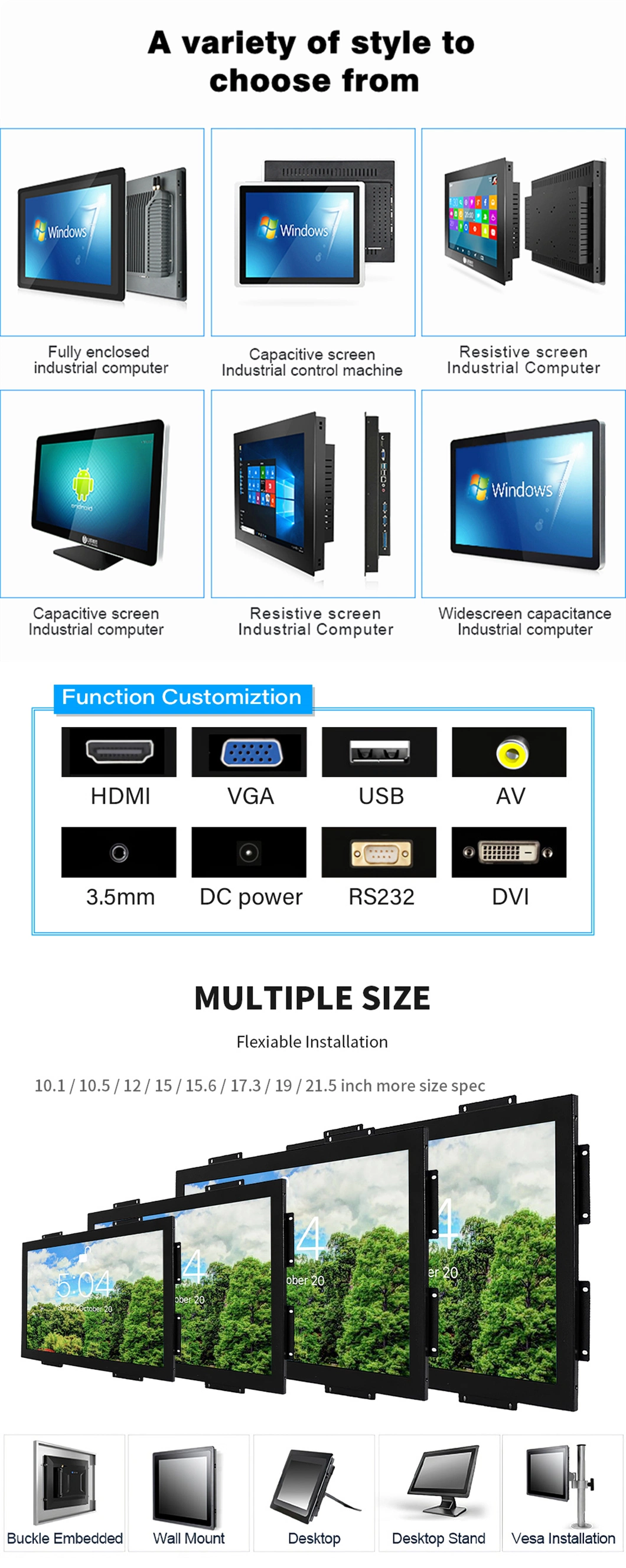 Wholesale 15.6 Inch LCD HD Capacitive Touch Screen Computer Open Frame/Embedded Industrial Panel PC
