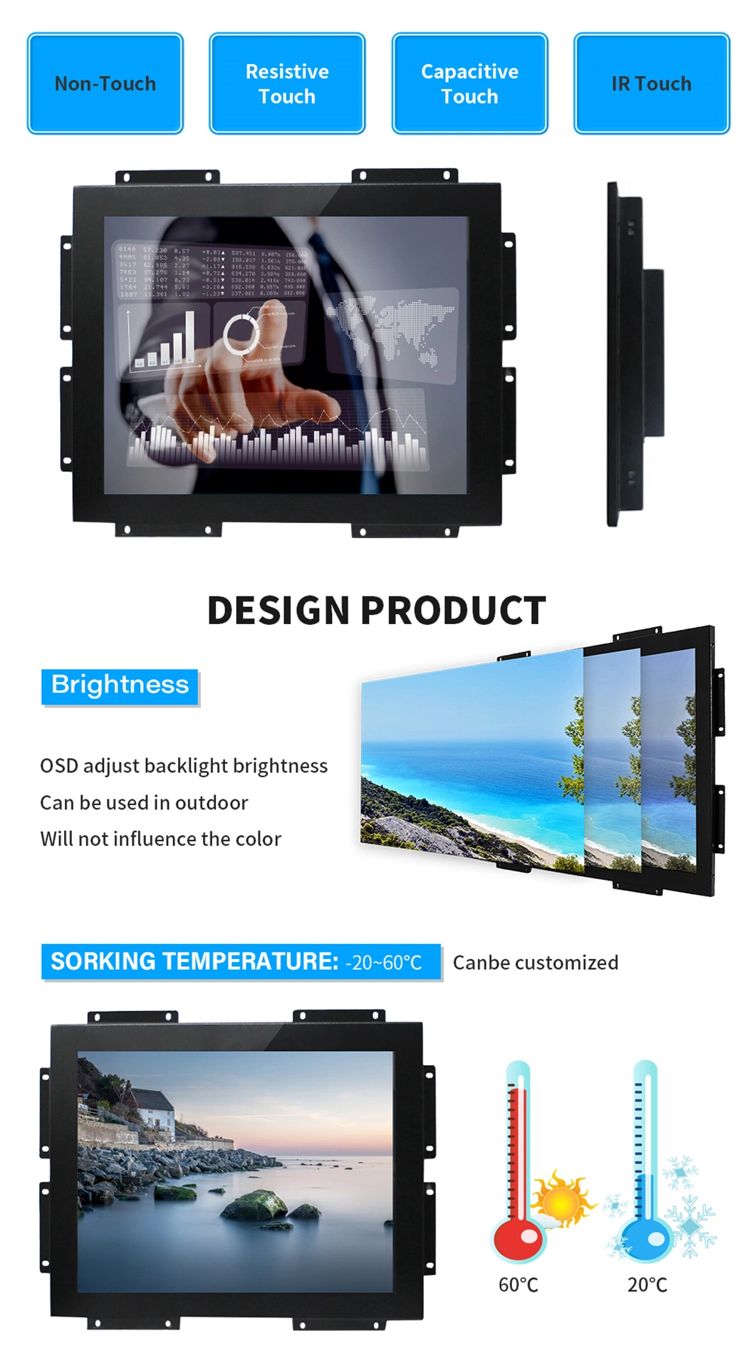 Wholesale 15.6 Inch LCD HD Capacitive Touch Screen Computer Open Frame/Embedded Industrial Panel PC