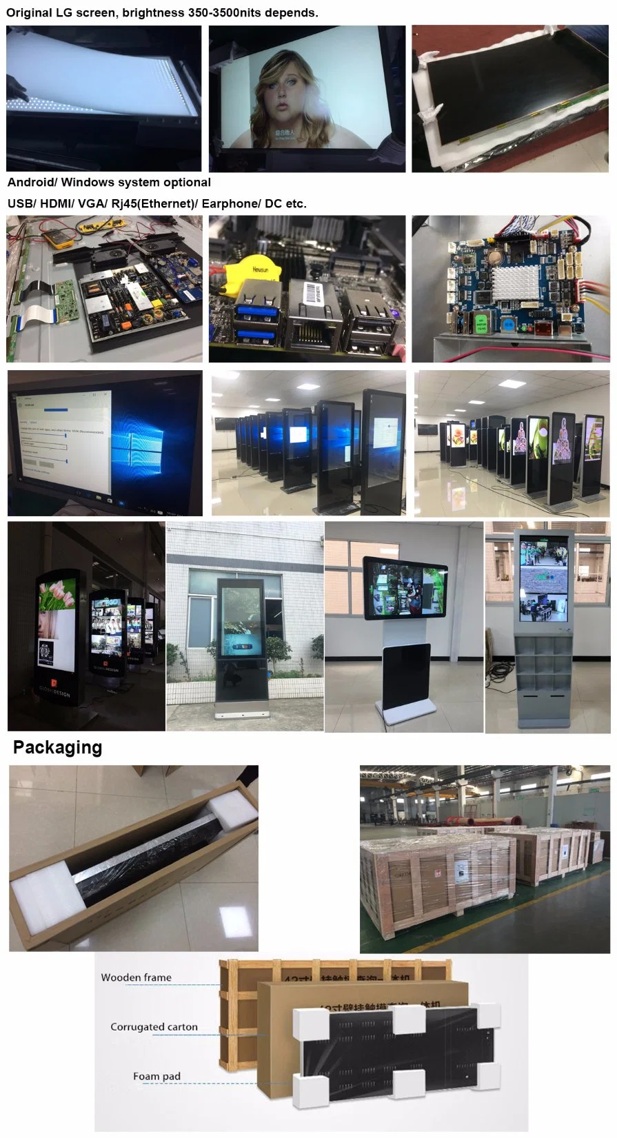 75 Inch Touch Screen Advertising Kiosk Double Sided LCD Display Digital Totem